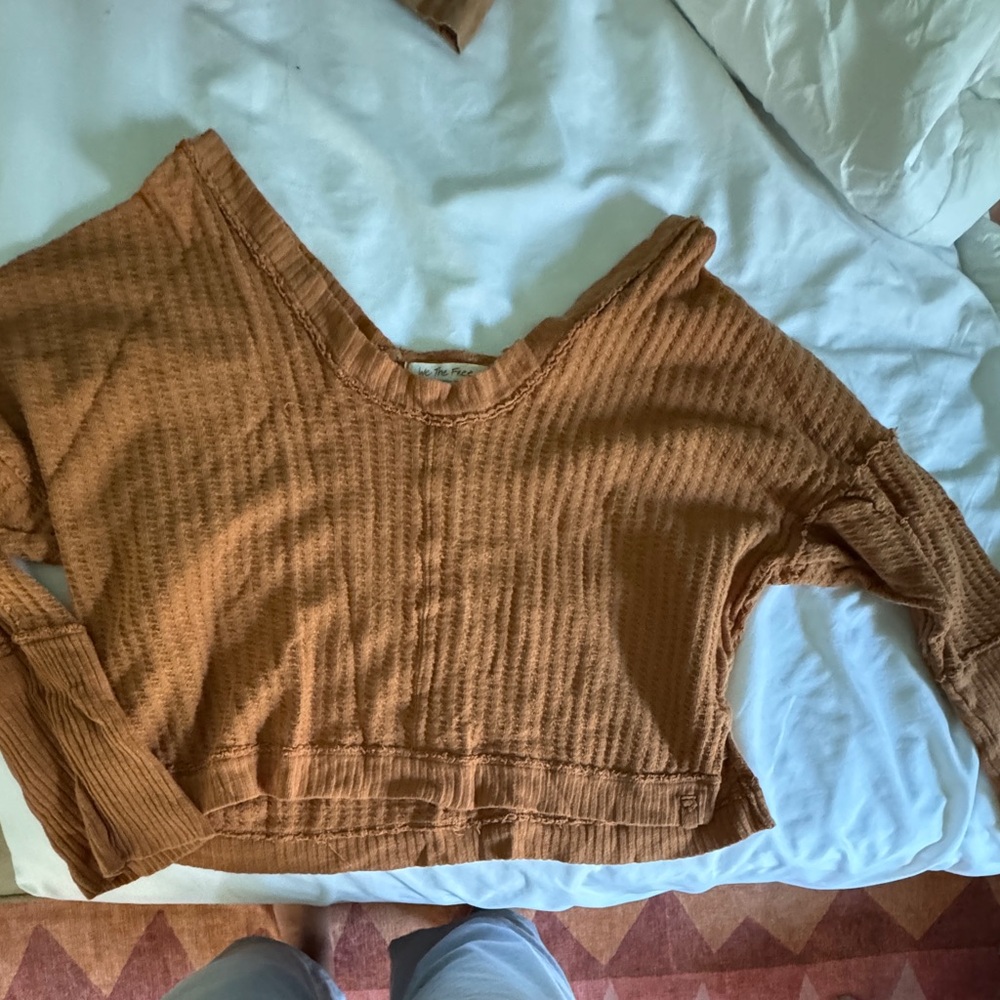 Women's Brown V-Neck Top